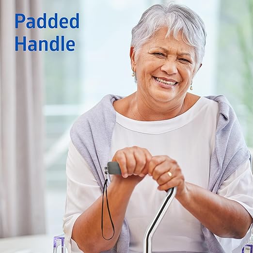 Medline Aluminum-Chrome Offset Walking Cane, Adjusts 29–38” & Supports Up to 300 Lbs. — Mobility Aid Provides Balance for Seniors & Adults