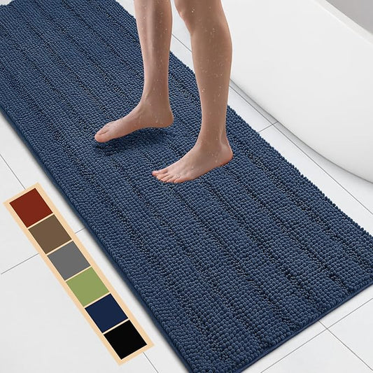 Bcoimo 70"×24" Chenille Bath Mat – Non-Slip with Backing Bath Rug Ultra-Absorbent and Machine Washable Bathroom Mat Quick-Dry Design. Ideal for Bathroom and Tub Areas