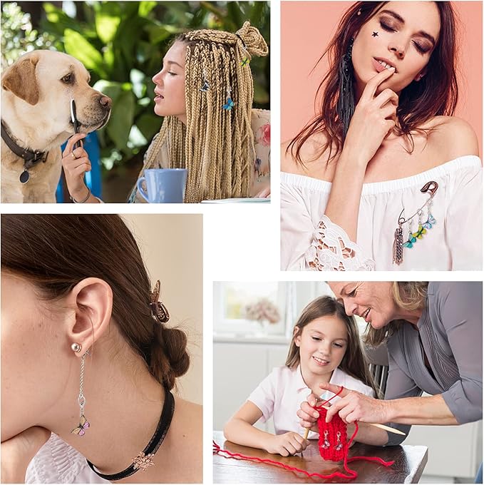 NBEADS 8 Pcs Butterfly Stitch Markers, Enamel Alloy Crochet Stitch Marker Charms Removable Lobster Clasp Locking Stitch Marker for Knitting Weaving Sewing Accessories Quilting Handmade Jewelry