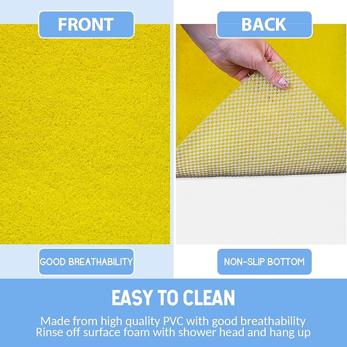 Non-Slip Bathtub Mat, Anti Slip Shower Mat, Fast Drying Bathtub Mats, Foot Scrubber Mat, Anti Slip Mat for Tub, Floor, Bathroom, Kitchen, Home, Hotel (Yellow 32"×17")