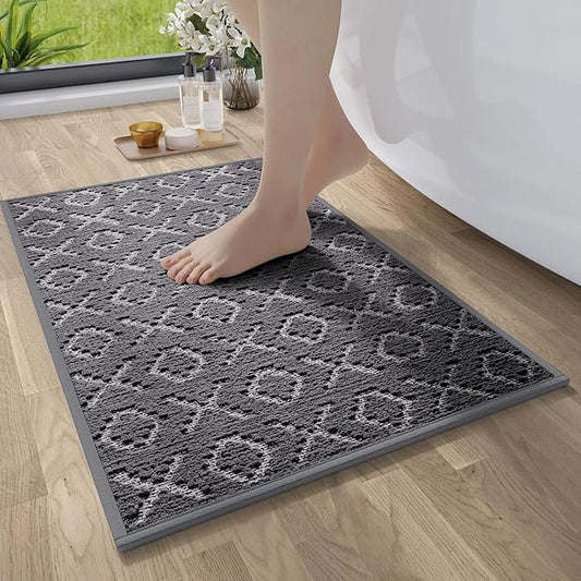 Bathroom Rugs Non Slip, Super Absorbent Quick Dry Bath Mat, Rubber Backing Ultra Thin Bathroom Mats Fit Under Door Bathroom Floor Bathtub Shower