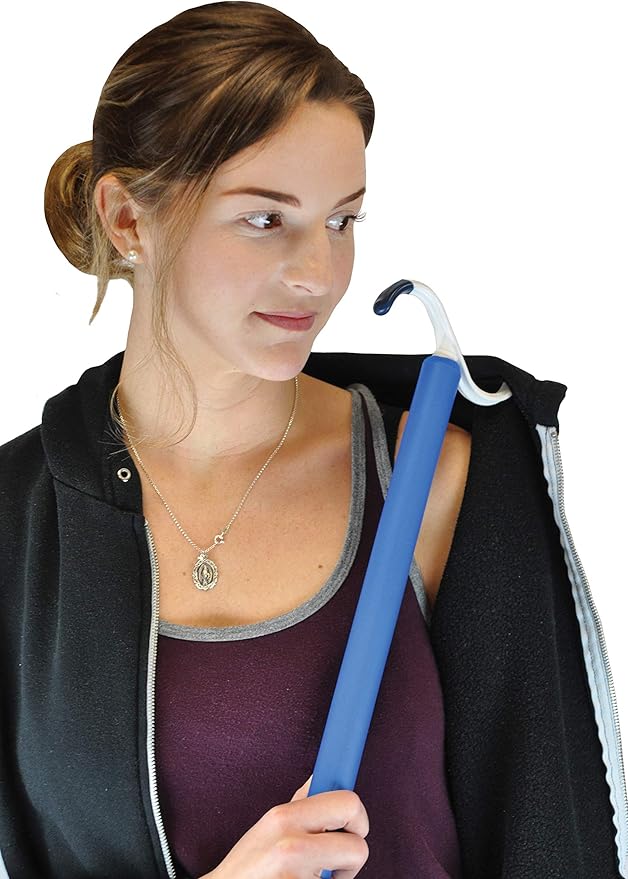 Blue Jay An Elite Healthcare Brand Bending Hip Kit 4 Piece Combo Pack Include 26 inch Reacher | Sock Aid with Foam Handles and Dressing Stick | Plastic Shoehorn for Surgery Recovery - 24 Inches