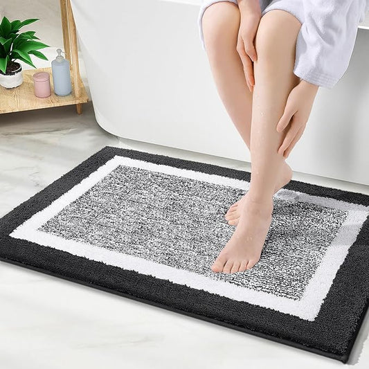 OLANLY Bathroom Rugs 30x20, Extra Soft and Absorbent Microfiber Bath Mat, Non-Slip, Machine Washable, Quick Dry Shaggy Bath Carpet, Suitable for Bathroom Floor, Tub, Shower (Medium, Black)