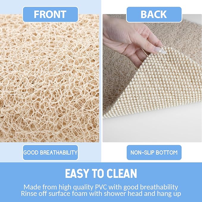 Non Slip Bathtub Mat, Anti Slip Shower Mat, Quick Drying Bath Tub Mats, Foot Scrubber Mat, Anti Slip Mat for Tub, Floor, Bathroom, Home, Kitchen, Hotel (Beige 32"x17")