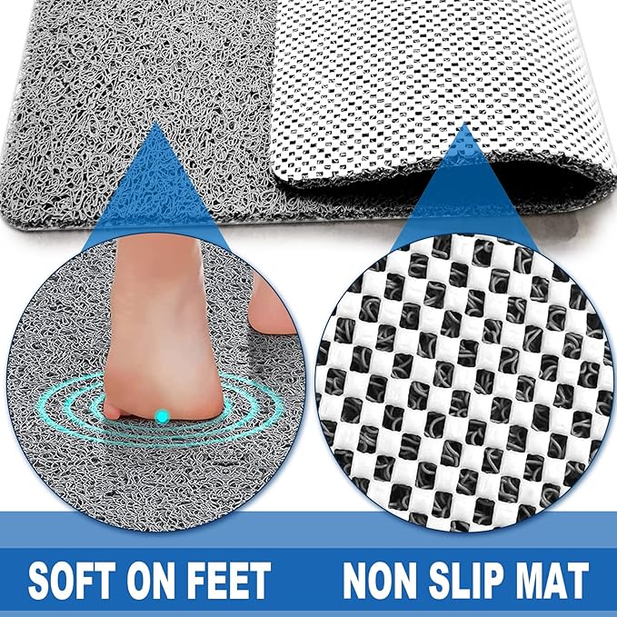Shower Mats Non Slip for Elderly, 24x24’’Lager Loofah Bath Mats for Shower, Non-Slip Bath Mat for Elderly-Grey