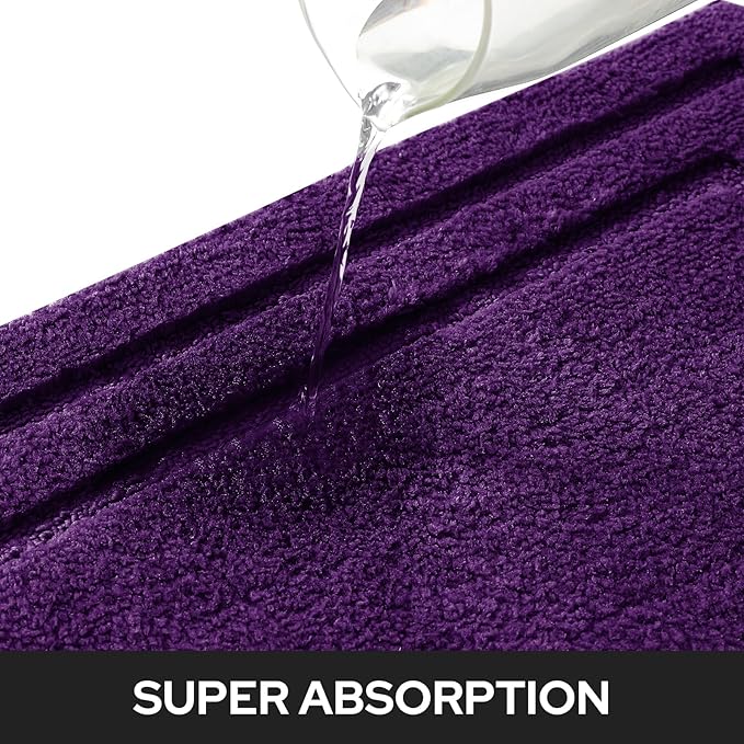 HOMEIDEAS Bathroom Rugs Sets 2 Piece, Super Soft and Absorbent Non Slip Microfiber Machine Washable Bath Mat Set (20" x 32" + 16" x 24", Purple)