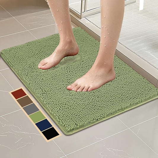 Bcoimo 30"×20" Absorbent Bath Mat, Non-Slip with Backing Chenille Bath Rug and Machine Washable Bathroom Mat Quick-Dry Design. Ideal for Bathroom and Tub Areas