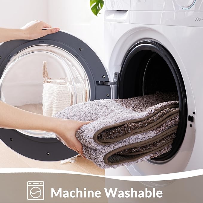 Exclusivo Mezcla Toilet Rugs U-Shaped 20x24, Extra Soft Non Slip Absorbent Water Microfiber Bath Rugs, Machine Washable Quick Dry Bath Mats for Toilet, Gradient Coffee