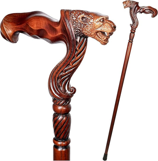 Luxury Handmade Wooden Walking Cane – Premium Carved Solid Wood, Ergonomic Comfort Grip, Designer Canes for Men & Women, Elegant Fashionable Walking Stick 36