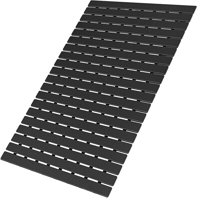 MBOSS Bath Tub Shower Mat Non Slip Bathtub Mats for Bathroom Shower Floor Mat Bath Mats for Shower Tub Anti Slip Shower Mat with Drain Hole and Large Suction Cups (Black, 27.5 X 15.7 Inch)