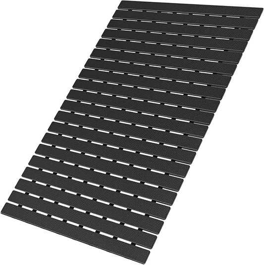 MBOSS Bath Tub Shower Mat Non Slip Bathtub Mats for Bathroom Shower Floor Mat Bath Mats for Shower Tub Anti Slip Shower Mat with Drain Hole and Large Suction Cups (Black, 27.5 X 15.7 Inch)