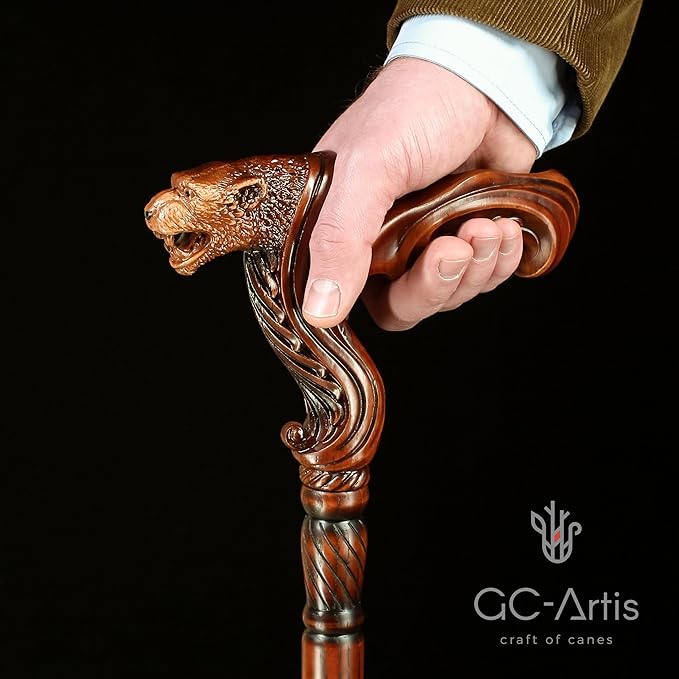 Luxury Handmade Wooden Walking Cane – Premium Carved Solid Wood, Ergonomic Comfort Grip, Designer Canes for Men & Women, Elegant Fashionable Walking Stick 36