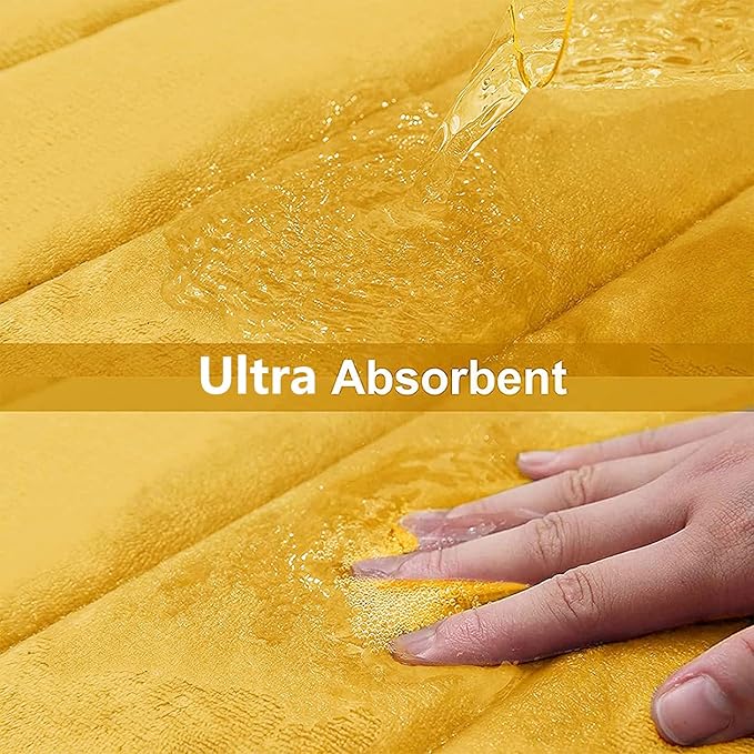 Buganda Memory Foam Bath Mat, 24" x 16", Ultra Soft and Non-Slip Bathroom Rugs, Water Absorbent and Machine Washable Bath Rug for Bathroom, Shower, and Tub, Yellow