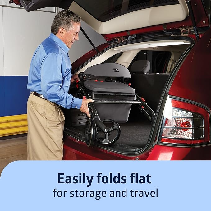 Medline Premium Empower Rollator Walker with Memory Foam Seat, Gray & Black, 300 lb. Weight Capacity, 8” Wheels, Microban* Technology, Cupholder, Rolling Walker for Mobility Impairment