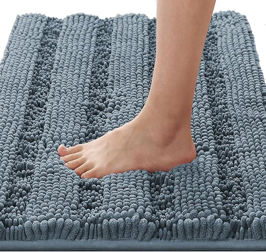 H.VERSAILTEX Bath Mats for Bathroom Non Slip Luxury Chenille Striped Bath Rug Absorbent Non Skid Fluffy Soft Shaggy Rugs Washable Plush Carpet Mats for Bath Room, Tub