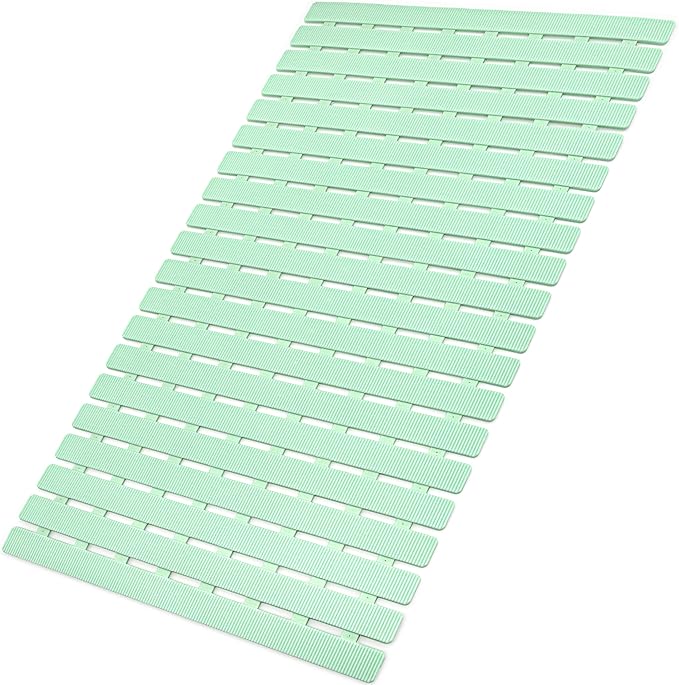 MBOSS Bath Tub Shower Mat Non Slip Bathtub Mats for Bathroom Shower Floor Mat Bath Mats for Shower Tub Anti Slip Shower Mat with Drain Hole and Large Suction Cups (Mint Green, 27.5 X 15.7 Inch)