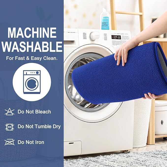 OLANLY Thick Memory Foam Bath Mat Rug 47x17, Extra Soft Absorbent Bathroom Rug, Quick Dry Bath Mats, Non-Slip, Machine Washable Carpet for Bathroom, Tub and Shower, Home Decor Accessories, Royal Blue