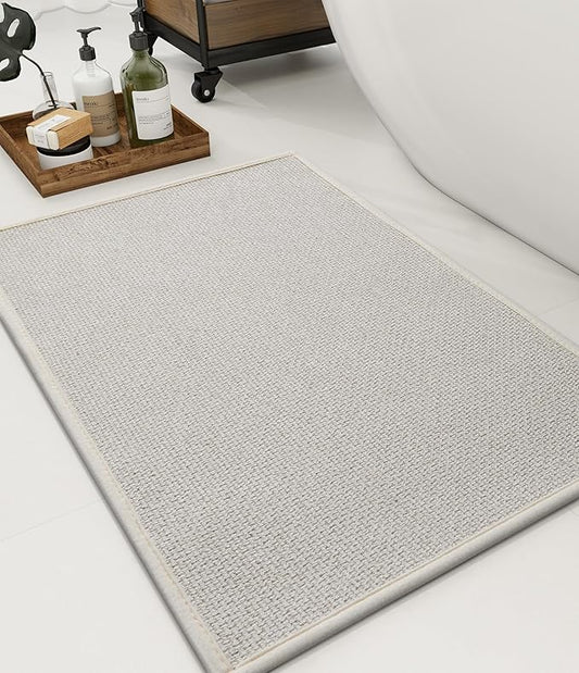 YIHOUSE Bathroom Rugs Mat 16x24, Non Slip Quick Dry Bath Mats for Bathroom Absorbent Ultra Thin Bath Rugs Machine Washable Fit Under Door for Sink, Cabinet, Laundry (Beige, 16"x24")