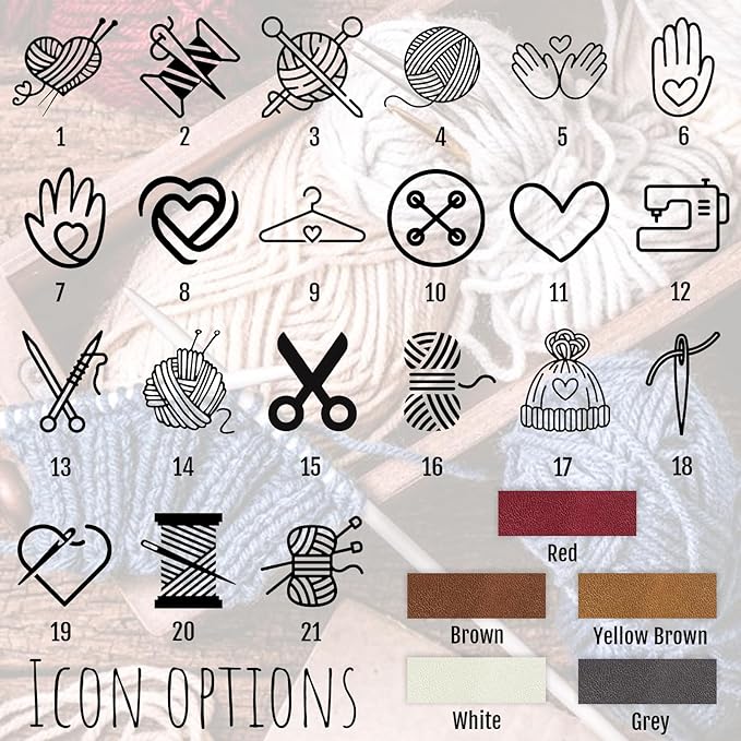 Custom Leather Tags for Crochet Items Personalized Tags for Handmade Items with Rivets Embellishment Knit DIY Craft Accessories-1.5"x1.5"