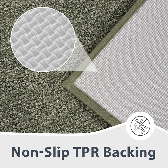 Bathroom Rugs 24" x 36", Non-Slip Extra Soft Absorbent Bath Rugs, Machine Washable Quick Dry Bath Mats for Bathroom Floor, Shower, Bathtub and Sink, Sage Green & Budding Green