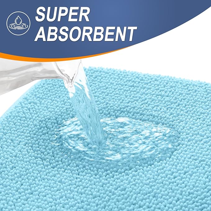 OLANLY Thick Memory Foam Bath Mat Rug 30x20, Extra Soft Absorbent Bathroom Rug, Quick Dry Bath Mats, Non-Slip, Machine Washable Carpet for Bathroom, Tub and Shower, Home Decor Accessories, Sky Blue