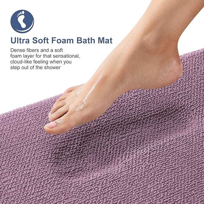 OLANLY Thick Memory Foam Bath Mat Rug 44x24, Extra Soft Absorbent Bathroom Rug, Quick Dry Bath Mats, Non-Slip, Machine Washable Carpet for Bathroom, Tub and Shower, Home Decor Accessories, Deep Plum