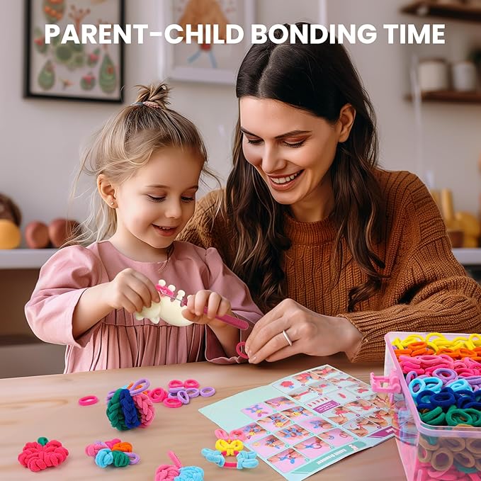 DDAI Bracelet Making Kit for Girls Ages 6-12 – Arts and Crafts for Kids Weaving Loom Bracelets Kits -1000+ Colorful Elastic Cloth Loom Bands – Great Birthday Gift for Girls Boys 7 8-12 Years Old