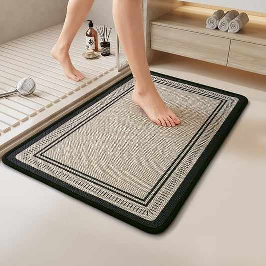 20"×31" Non Slip Bath Mat with Rubber Backing, Absorbent Quick Dry Bath Mats Washable, Low Pile Bathroom Rugs Fit Under Door for Bathroom Floor, Shower and Sink, Brown