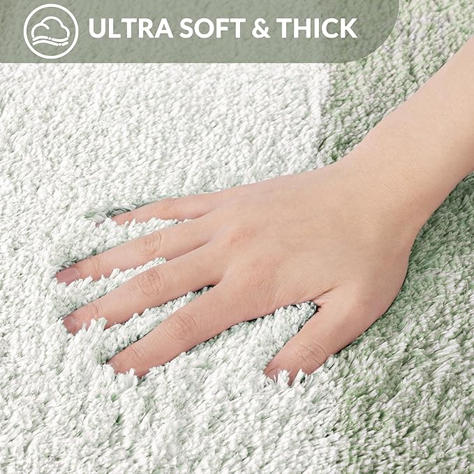 Exclusivo Mezcla Toilet Rugs U-Shaped 20x24, Extra Soft Non Slip Absorbent Water Microfiber Bath Rugs, Machine Washable Quick Dry Bath Mats for Toilet, Gradient Green
