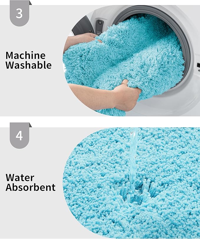 Bathroom Runner Rug 24x59 Teal Non Slip Fluffy Long Bath Mat for Bathroom Floor Washable Plush Luxury Bath Rug for Tub Absorbent Shower Sink Mat Bedside Rug