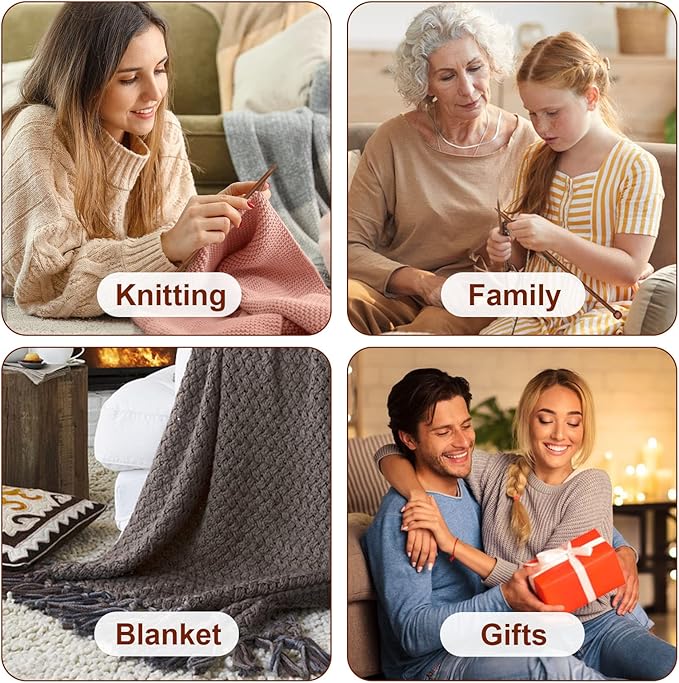 Aeelike 18 Pairs Bamboo Knitting Needles Set - 10 Inches Wooden Knitting Needles Single Point with Roll Bag - Portable Knittings Needle Set for Beginners (2mm - 10mm)