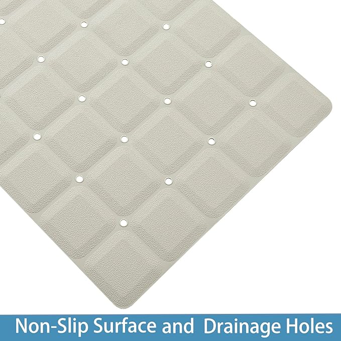 Foldable Silicone Bathtub Mat: Jumbo Size Heavy Duty Safety Bath Mat for Tub Without Suction Cups Non Slip Bath & Shower Mat for Textured, Reglazed, Refinished Tub (Beige, 35.8 x 17.7)