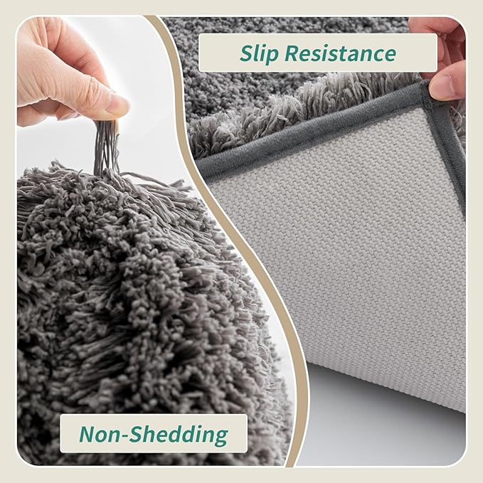 Bathroom Runner Rug 24x70 Dark Grey Non Slip Fluffy Long Bath Mat for Bathroom Floor Washable Plush Luxury Bath Rug for Tub Absorbent Shower Sink Mat Bedside Rug