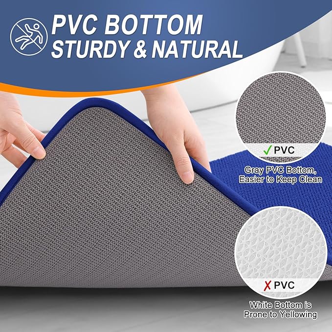 OLANLY Thick Memory Foam Bath Mat Rug 24x16, Extra Soft Absorbent Bathroom Rug, Quick Dry Bath Mats, Non-Slip, Machine Washable Carpet for Bathroom, Tub and Shower, Home Decor Accessories, Royal Blue