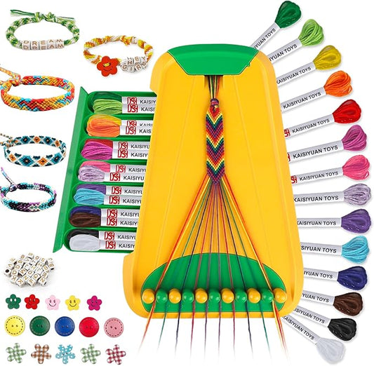 Maynacs Arts and Crafts for Kids Ages 8-12,Friendship Bracelet Making Kit for Girl,Kids Jewelry Making Kit with 28 Pre-Cut Threads,Christmas Birthday Gifts for Ages 6 7 8 9 10 11 12 Year Old Green