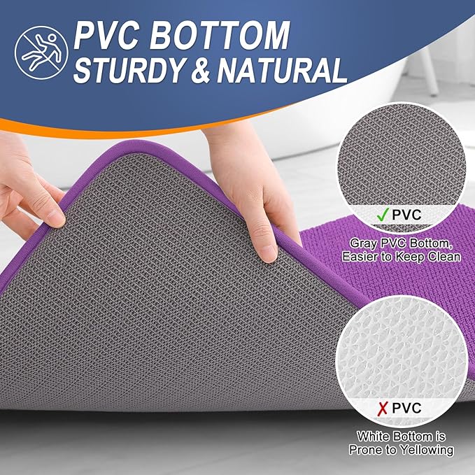 OLANLY Thick Memory Foam Bath Mat Rug 30x20, Extra Soft Absorbent Bathroom Rug, Quick Dry Bath Mats, Non-Slip, Machine Washable Carpet for Bathroom, Tub and Shower, Home Decor Accessories, Purple