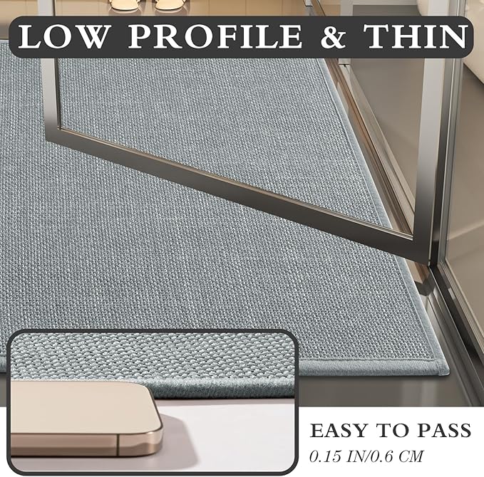 YIHOUSE Light Grey Bathroom Rug Sets 2 Piece, Bath Mat Quick Dry, Thin Bath Rug Set, Absorbent Bath Mat for Bathroom Non Slip Washable for Toilet and Floor 17.5"x24"U+17"x24"