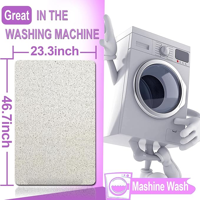 Shower Mats Non Slip for Elderly, 24x47’’Extra Lager Loofah Loofah Bath Mats for Shower, Non-Slip BathMat for Elderly-White