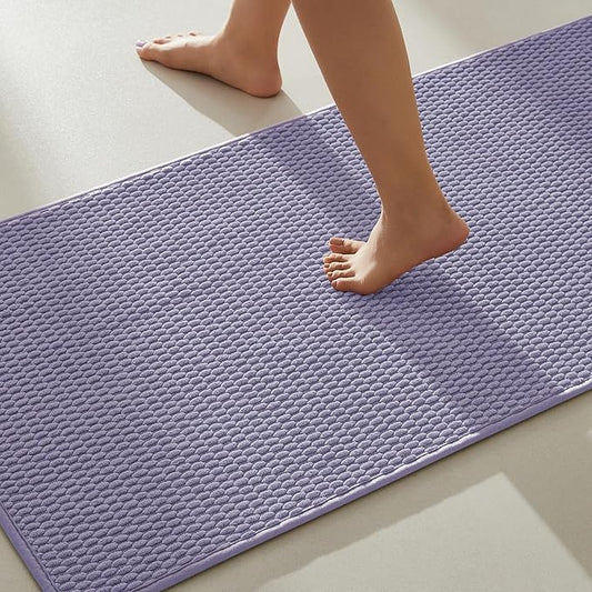 Bathroom Rugs Non Slip Washable, Super Absorbent Thin Bath Mat Quick Dry Low Pile Bathroom Rug, Lavender 20"x48"
