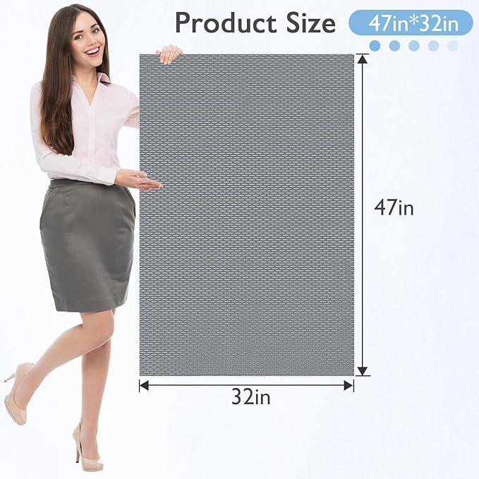 Extra Large Non-Slip Shower Mat, Fast-Dry PVC Bath Stall Tub Mat, Drain-Hole Design for Shower Stall Tub for Elderly/Kids, Non Slip Bath Mat Bathroom Safety Accessory, Gray 47"x32"