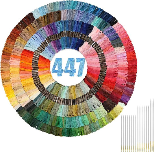 Paxcoo 447 Colors Embroidery Floss Cross Stitch Thread Friendship Bracelet Making String with Needles