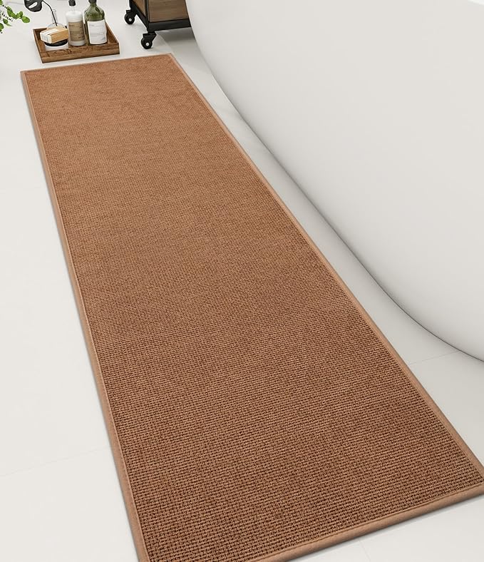 YIHOUSE Bathroom Rugs Mat 16x59, Non Slip Quick Dry Bath Mats for Bathroom Absorbent Ultra Thin Bath Rugs Machine Washable Fit Under Door for Sink, Cabinet, Laundry (Orange, 16"x59")