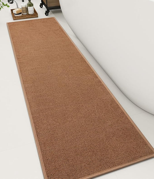 YIHOUSE Bathroom Rugs Mat 16x59, Non Slip Quick Dry Bath Mats for Bathroom Absorbent Ultra Thin Bath Rugs Machine Washable Fit Under Door for Sink, Cabinet, Laundry (Orange, 16"x59")