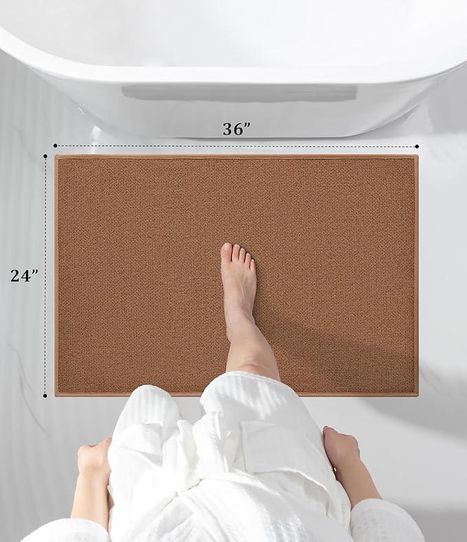 YIHOUSE Bathroom Rugs Mat 24x36, Non Slip Quick Dry Bath Mats for Bathroom Absorbent Ultra Thin Bath Rugs Machine Washable Fit Under Door for Sink, Cabinet, Laundry (Orange, 24"x36")