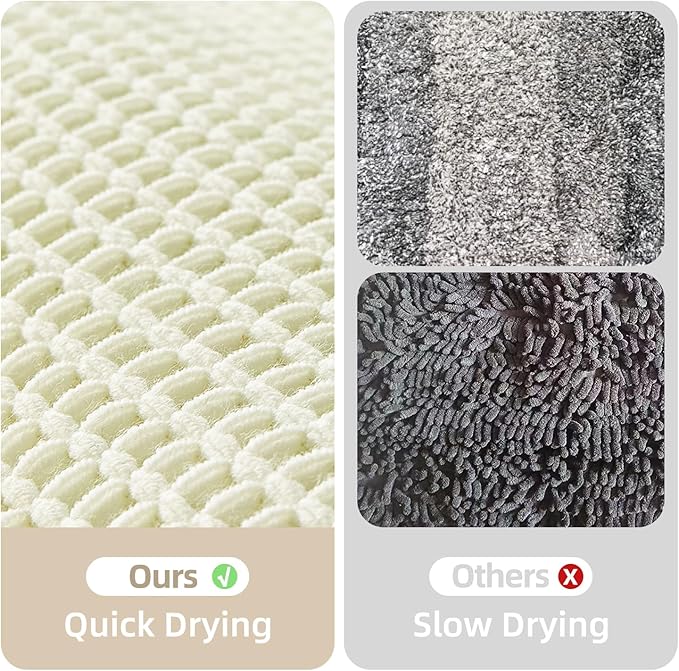 Cream White Bathroom Rugs, Waffle Bath Mat Non Slip Washable Super Absorbent Quick Dry Boho Farmhouse Bathroom Decor, 30"x20" Cream White