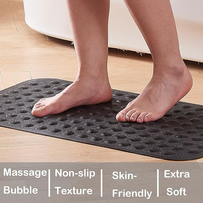 Yanzifly Bathtub Mat Non Slip Bath Mat for Tub Silicone Soft Bath Tub Mat Non Slip Shower Mats, Suction Cups Bath Tub Anti Slip Matt for Family Use, Machine Washable- Black