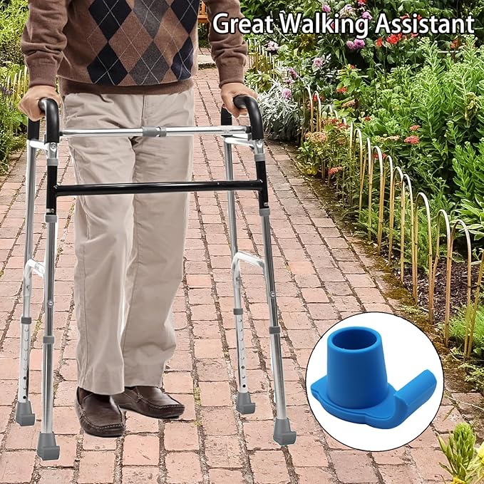 Magicorange Walker Glide Skis, 4 Pcs Universal Fit Walker ski Glides,Easy to Use Rubber Walker Glides,Walker Feet Replacement (Blue)