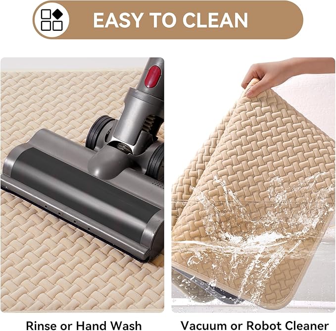 Bathroom Runner Non Slip, Extra Soft Absorbent Quick Dry Bath Mats, Foam Weave Texture Thin Bath Rugs Washable with Rubber Backing, 20" x 59“