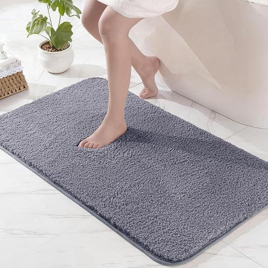 Exclusivo Mezcla Bathroom Rugs Mat 24x47, Extra Soft Non Slip Absorbent Water Microfiber Bath Rugs, Machine Washable Quick Dry Bath Mats for Bathroom Floor, Shower, Home Decor, Solid Grey