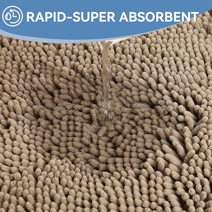 Bcoimo 70"×24" Absorbent Bath Mat, Non-Slip with Backing Chenille Bath Rug and Machine Washable Bathroom Mat Quick-Dry Design. Ideal for Bathroom and Tub Areas